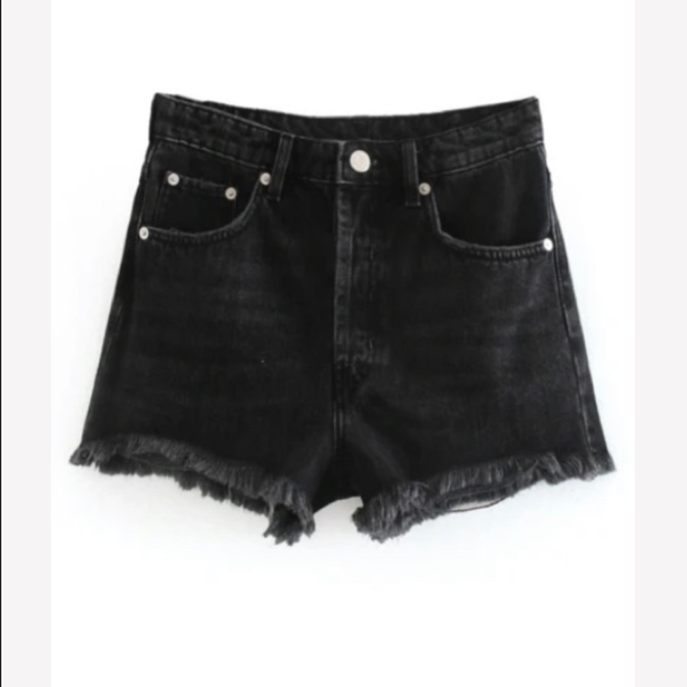 Black denim cut off shorts
